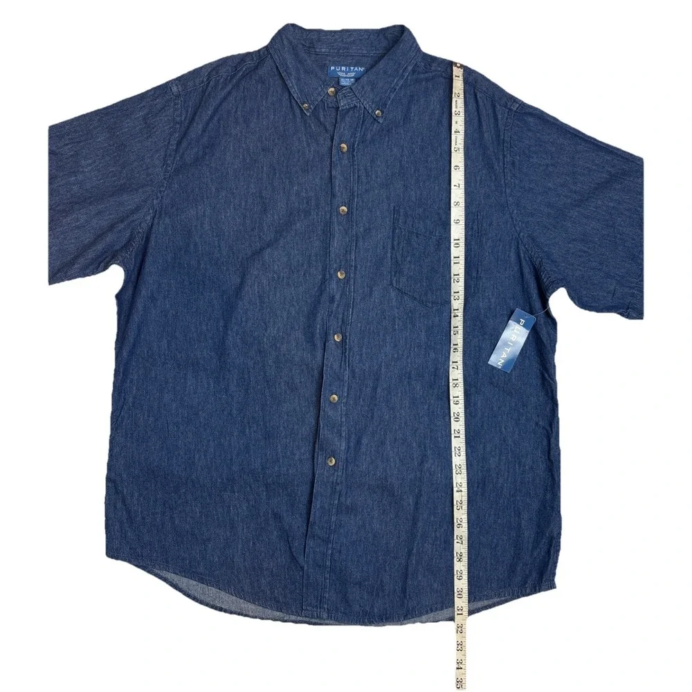 Puritan Denim Button Up Short Sleeve Shirt Mens Size XL